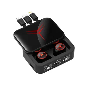 2024 hot sale Gaming Earphone LED Display tws M88 plus with built in cable powerbank Click earphones with power bank earbuds