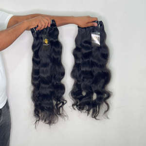 Cheveux indiens ondulés, cuticules alignées, qualité Mink, brésiliens, naturels, non traités, extensions de cheveux humains indiens bruts - Product Image 2