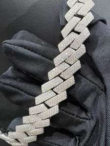 สร้อยคิวบาฮิปฮอปแบบหนา 22 นิ้ว ขนาด 18 มม. ชุบทอง 22k ประดับเพชรโมอิสซาไนต์ เงินแท้ สำหรับทุกเพศ - Product Image 3