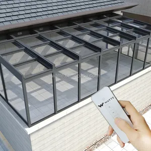 智能双层玻璃打开手机遥控开启玻璃屋顶铝