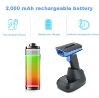 Lector de Códigos QR de Alta Velocidad con Base de Carga Inalámbrica Bluetooth, Escáner de Códigos de Barras 2D con Base de Carga para Supermercado
