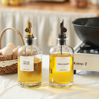 Ensemble de distributeurs d'huile d'olive et de sirop en verre scellé au liège, capacité de 350 ml, multi-usages, vinaigre, biscuits, design imprimé à l'écran