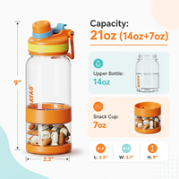 Bouteilles d'eau pour enfants de 600 ml sans BPA, anti-fuite, avec poignée et imprimé baleine, pour l'école et les activités de plein air, lavables au lave-vaisselle