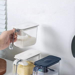 Vente en gros de pot d'assaisonnement transparent étanche à l'humidité boîte à épices de cuisine hermétique avec cuillère et couvercle - Product Image 1