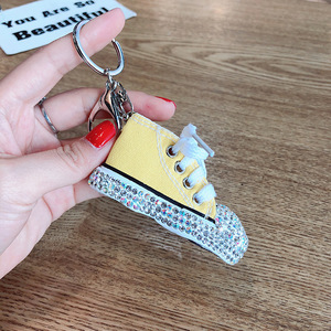 Nuevo lindo Color caramelo cristal completo diamante lona zapatos llavero colgante llavero Rhinestone coche teléfono encantos llaveros regalo - Product Image 4