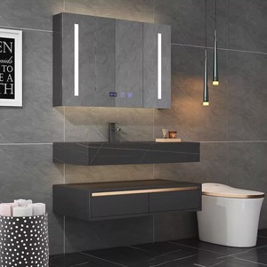 Miroir LED en bois massif de haute qualité personnalisable moderne, meuble de salle de bain européen, lavabo d'hôtel, forme de diamant, miroir de villa - Product Image 3