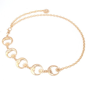 Cadena de cintura metálica con diseño de luna y estrella, aleación de zinc, estilo hip hop, para uso diario, cadena corporal de moda. - Product Image 5
