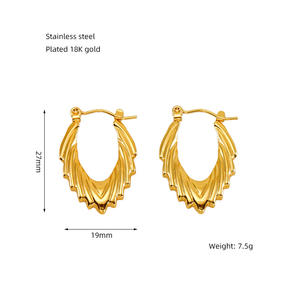 Pendientes de Acero Inoxidable Chapados en Oro de 18K para Mujer, Aros Geométricos Gruesos, Joyería Moderna con Diseño de Rosca, Personalizados para Fiesta - Product Image 6