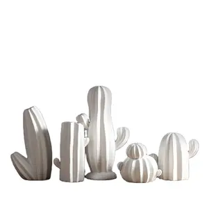Weiße nordische Keramik Kreative Kaktus verzierungen Einfache Stil vasen Großhandel Bastel dekoration