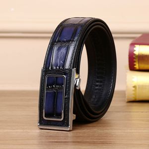 Nouvelle <span class=keywords><strong>ceinture</strong></span> en cuir de vachette à motif croco vieilli <span class=keywords><strong>pour</strong></span> homme, avec boucle automatique en alliage, style décontracté et professionnel - Product Image 6