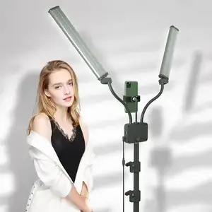 Lampu isi lengan ganda 45W 2023-3000 K, lampu foto dengan dudukan tripod, lampu LED video untuk ponsel studio terbaru 6500