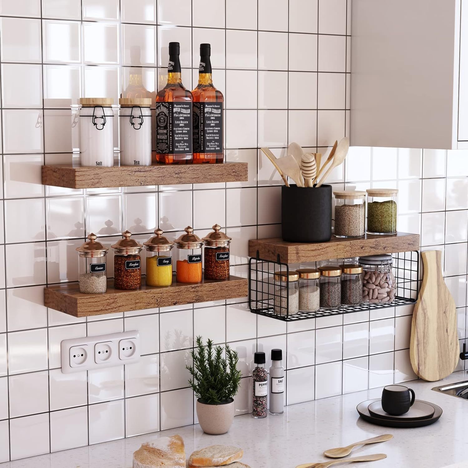Home & Bathroom Wall Storage Rack with Multi-Layer Display Cross-Border Living Room Metal Basket Rack for Bathroom Use