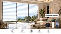 Modern Pencereler İçin Premium Elektrikli Otomatik Akıllı WiFi/Google/Alexa Uzaktan Kumandalı Gece Gündüz Motorlu Zebra Perde