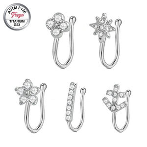 Freya Sexy Clip de nez en acier inoxydable, <span class=keywords><strong>Faux</strong></span> anneau de nez en forme de fleur, Manchettes de nez en zircon, Clip d'<span class=keywords><strong>oreille</strong></span>, Bijoux, Cadeau, Manchettes d'<span class=keywords><strong>oreille</strong></span> pour femmes - Product Image 2