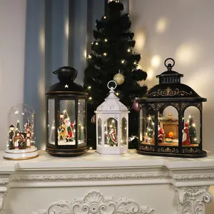 2024 New Retro Christmas Glitter Gifts Musical Snow Globe Lantern Christmas Decoration