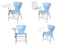 Chaise d'étudiant en plastique confortable avec cadre métallique, chaise d'école moderne légère pour salle de formation avec tablette d'écriture