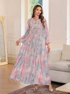 Heavy Embroidery Rhinestone & <b>Sequin</b> Printed Maxi Dress, Elegant A-Line <b>Flared</b> Gown, Luxury Socialite Style, Women's Long Dress - Product Image 2