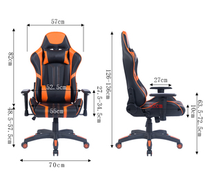 Allemagne Chaise pivotante ergonomique pour bureau à domicile Cuir PU Noir Orange Recliner Cooling for <span class=keywords><strong>Gamer</strong></span> E-Sport Racing PC Armchair - Product Image 2