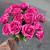 Rose artificielle rose vif DC199 au toucher réaliste pour la décoration de mariage et de la maison