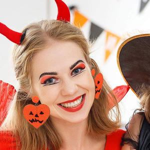 Personalizable Halloween Miyuki semilla cuentas colgantes Punk pendientes hechos a mano con cuentas calabaza colgante pendientes fiesta regalos para mujeres - Product Image 5