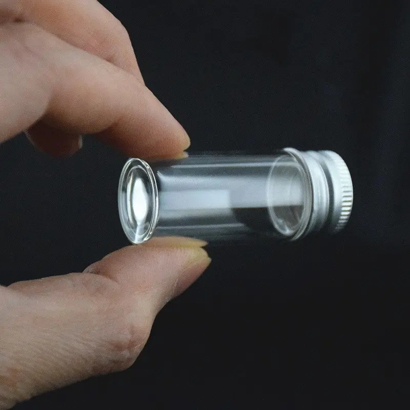 Botella de vidrio transparente de 10ml con tapa de aluminio Botella de deseos pequeña Frascos de viales de vidrio