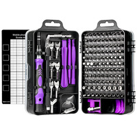 Kit de tournevis 135-en-1 en acier chrome-vanadium pour réparation de téléphones portables et montres, avec composants en plastique