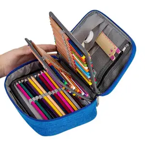 Custom Multi-Layer Grote Rits Pen Tas 72 Slots Handgreep Band Grote Gekleurde Aquarel Etui Voor Kinderen Op Maat Gemaakte Tassen