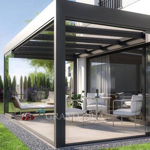 Pergole e Gazebo Moderni in Alluminio <span class=keywords><strong>per</strong></span> Tutte le Stagioni con Tetto Scorrevole in Vetro Elettrico Retrattile <span class=keywords><strong>per</strong></span> Protezione da Sole e Pioggia - Product Image 3