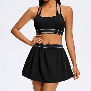 Jupe de sport YIYI à col halter, double bretelle croisée au dos, avec coussinets amovibles, pour le golf et le tennis, respirante, avec soutien-gorge intégré - Product Image 6