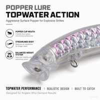 XIDIAOYU 11cm/11g Leurre Popper Whopper Small Popper, Leurre de pêche pour eaux ondulées, Leurre Crankbait Popper, Leurre flottant, Leurre uni