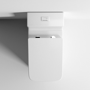 Vente en gros transfrontalière de toilettes monobloc en céramique à chasse directe, style minimaliste moderne, avec <span class=keywords><strong>bouton</strong></span> de chasse intégré au dessus - Product Image 4