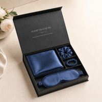 Ensemble cadeau 100% soie de mûrier avec impression de logo personnalisé, comprenant une taie d'oreiller, un masque pour les yeux et un chouchou, livré en boîte