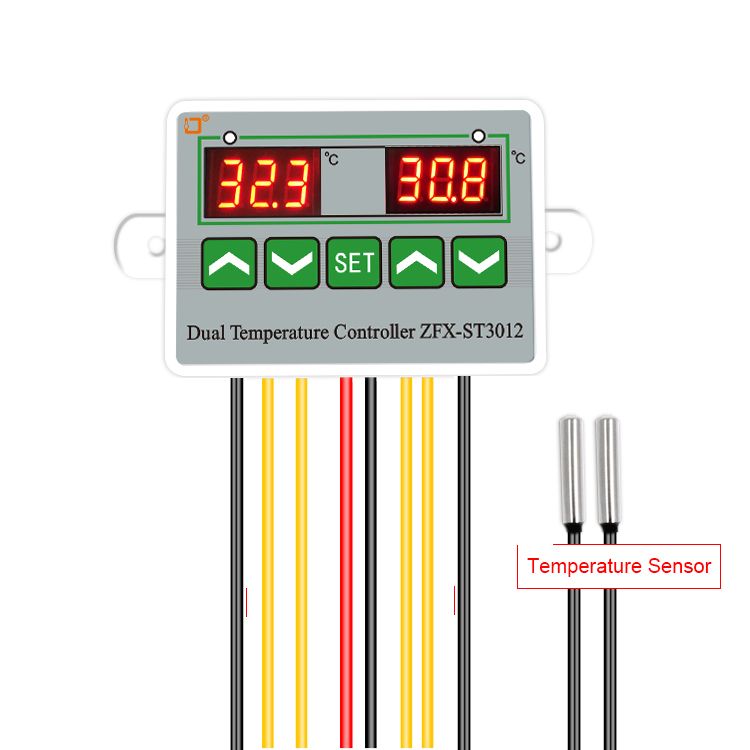 Microcomputer intelligent digital thermostat dual display DC12VV temperature control switch ZFX-ST3012(图2)