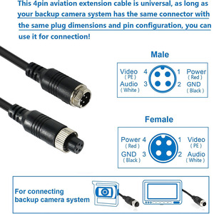 Câble de remorque spiralé 4 broches pour caméra de recul de camping-car, rallonge robuste pour système de vision arrière, câble de connexion vidéo - Product Image 3
