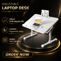 Bureau d'ordinateur pliable robuste, support pour ordinateur portable réglable en hauteur, table portable avec tiroir pour adultes et étudiants