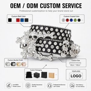 Fabricant Vente en Gros <span class=keywords><strong>Ceinture</strong></span> Femme en Cuir PU Style Punk avec Strass Diamant Boucle Western Personnalisée Clous Tête de Mort Y2K <span class=keywords><strong>BB</strong></span> pour Homme - Product Image 3