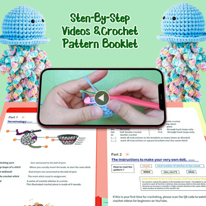 Mignon méduse animal bricolage crochet kit pendentif décoration avec <span class=keywords><strong>anglais</strong></span> vidéo tutoriel débutant crochet kit <span class=keywords><strong>pour</strong></span> adultes enfants - Product Image 5