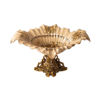 NOUVEAU Plateau à fruits en céramique Huadu avec poignée en alliage d'or, style Art Déco, accessoire de décoration de table pour la maison, pour une utilisation au bureau