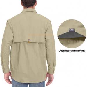 قميص صيد عالي الجودة بأكمام طويلة سريع الجفاف مقاوم للأشعة فوق البنفسجية ومضاد للماء وقابل للتنفس مصنوع من البوليستر والنايلون متوفر بمقاسات كبيرة - Product Image 2