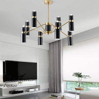 Lustre contemporain en fer noir, luminaires suspendus pour hôtel, lampe de plafond G9 pour restaurant, lampe suspendue pour la maison