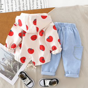 Veste à capuche, T-shirt en coton, pantalon et haut, pour petites filles, ensemble 3 pièces, style européen et américain, automne 2022 - Product Image 3