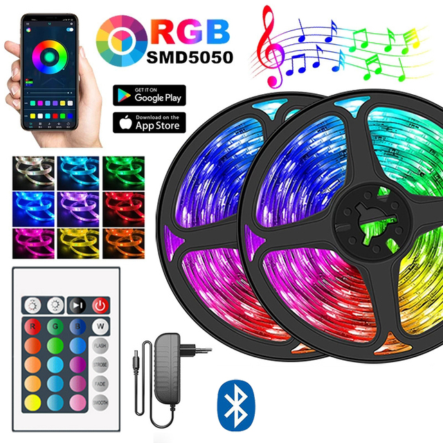 Ws2812b LED Strip Kit 12v 5050 Music Wifi Rf Remote Alexa Voice Control Rgbic Ws2812 Individual Addressable RGB LED Strip Light