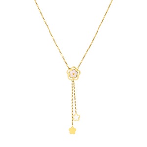 Stylish Hollow Flower Gold Plated White Shell Pendant Stainless Steel Necklace For Daily Wear Gift - Product Image 5