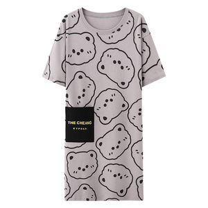 Venta caliente de verano directo de fábrica camisones finos de manga corta para mujer cómodos sueltos lindos patrones de dibujos animados pijamas de gran tamaño - Product Image 6
