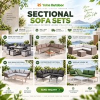 Ensemble de canapés et chaises sectionnels en aluminium pour jardin, ferme, parc, meubles confortables et imperméables.