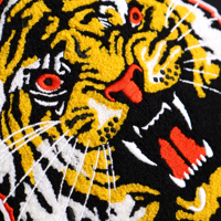 Logo bordir tambal kartun Transfer panas kustom untuk pakaian topi tambalan hewan macan