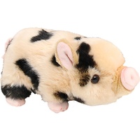 Peluche de cochon réaliste en fourrure tachetée douce et câline, en position debout avec queue recourbée, pour décoration de chambre, boutiques de cadeaux et présentation