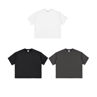 T-shirts amples à manches courtes pour hommes, coupe lourde, oversize, streetwear, coupe carrée, coupe courte, bords bruts, vierges pour logo personnalisé
