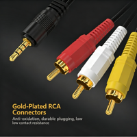 3.5mm 4 Kutuplu Erkek 3 RCA Erkek Optik Fiber Kablo Altın Kaplama Pinli Ses Video Kompozit Kablosu TV Set Üstü Kutusu Medya Mikrofonu için