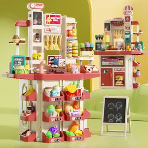 Supermarkt Kinder Küchen spielzeug Set 71PCS oder 88PCS Lichter Musik Kochen Küche Essen Spielzeug 110cm High Pretend Play Toy